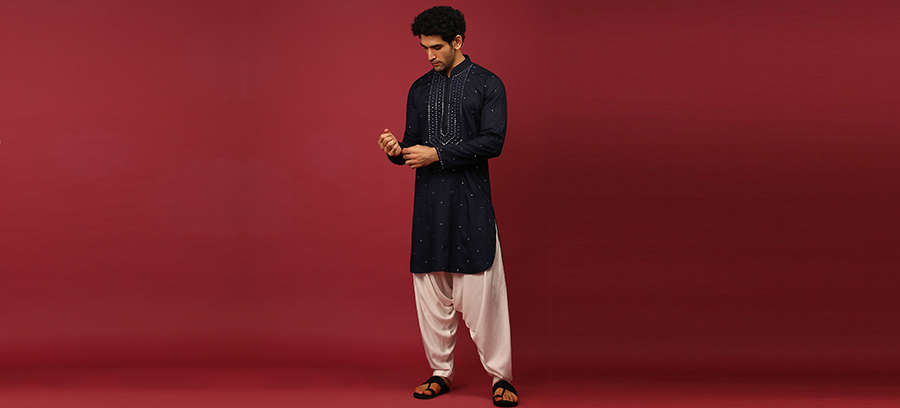 Buy Royal Black Cotton Blend Pathan Suit For Men Online at Low Prices in  India - Paytmmall.com